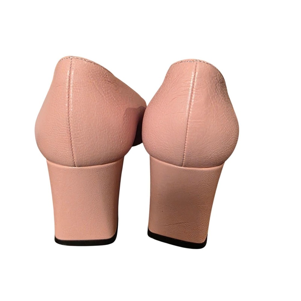 Escada Pink and White Leather Block Heel Pumps - Picture 4 of 7